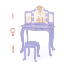 Peluquería - HELLOSHOP26 - Conjunto de peluquería para niños - Espejo plegable de 3 paneles - LED 3 colores - MDF morado