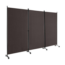 Paravent - HELLOSHOP26 - 3 painéis dobráveis - 262 x 180 cm - Marrom - Rodízios com trava