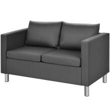 Sofá 2 lugares - HELLOSHOP26 - 120x60x62,5 cm - Couro PU - Pés metálicos - Cinza