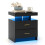 Comodino - HELLOSHOP26 - Comodino LED - 2 cassetti - LED multicolori con telecomando - Beige 50x40x58 cm 1