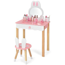 Peluquera - HELLOSHOP26 - 60 x 34 x 103 cm - Rosa - Conjunto de silla orejas de conejo - 1 cajón