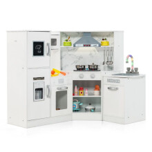 Dinette - HELLOSHOP26 - Cozinha de canto 100 x 50 x 81 cm - Branco - Efeitos luminosos e sonoros - Armazenamento inteligente