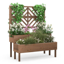 Jardinière surélevée - HELLOSHOP26 - 109 x 62 x 135 cm - Treillis intégré - Bois de sapin - Drainage efficace