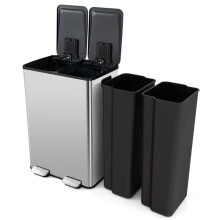 Poubelle double compartiments lot de 1 48 x 38 x 67 cm fermeture douce et