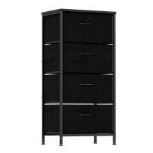 Comoda - HELLOSHOP26 - Comoda com 4 gavetas - Topo em madeira - Gavetas de 3 camadas - Estrutura metálica 45x30x95 cm