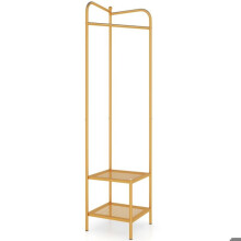 Porte-manteau sur pieds - HELLOSHOP26 - 42,5x42,5x193,5 cm - Stabilité renforcée - Rangement chaussures - Doré