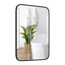 Espelho de banheiro - HELLOSHOP26 - 70 x 50 cm - Inquebrável - Moldura de alumínio resistente à água - Cantos arredondados