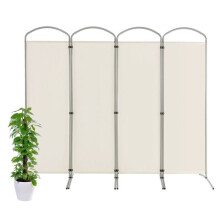 Paravent - HELLOSHOP26 - 4 panelen vouwbaar - Wit - Polyester+Metaal - 221 x 188 cm