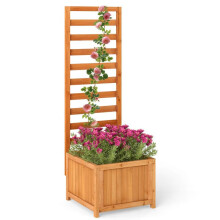 Jardinière avec treillis - HELLOSHOP26 - 42,5x40,5x123 cm - Bois sapin - 2 trous drainage - Panneaux réglables