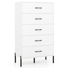 Cômoda - HELLOSHOP26 - 5 gavetas 71x40x125 cm - Branco - 5 pés metálicos - 2 kits anti-tombamento