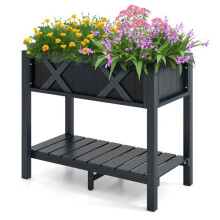 Jardinière surélevée - HELLOSHOP26 - 86 x 45 x 73 cm - HIPS - Étagère inférieure - Noir