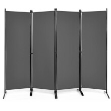 Paravent - HELLOSHOP26 - 4 painéis dobráveis - Cinza - 220x51x173 cm - Poliéster/Estrutura metálica