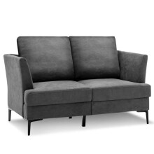 Sofá reto - HELLOSHOP26 - 141x80x72 cm - 2 lugares - Removível - Tecido cinza