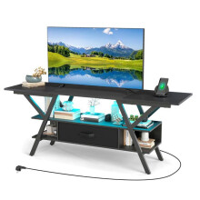 Móvel para TV - HELLOSHOP26 - 140 x 40 x 54 cm - LED 16 cores - Tomadas AC/USB/Tipo-C - Suporta TV 65"