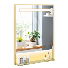 Miroir de salle de bain - HELLOSHOP26 - 80x60 cm - Anti-buée - Étagère intégrée - LED 3 températures