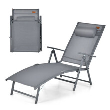 Tumbona - HELLOSHOP26 - 142x61x103 cm - Plegable - Respaldo transpirable - 7 posiciones ajustables