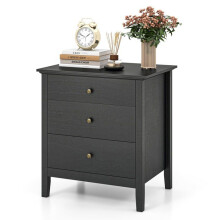 Mesa de cabeceira - HELLOSHOP26 - Cabeceira com 3 gavetas - Preto - MDF - 61 x 46 x 66 cm
