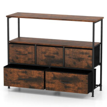 Comoda - HELLOSHOP26 - Comoda 5 gavetas - 5 gavetas espaçosas - 2 prateleiras abertas - 100x30x80 cm