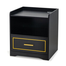 Mesa de cabeceira - HELLOSHOP26 - 45x40x50 cm - USB e Tipo-C - LED 3 cores ajustável - Gaveta e prateleira