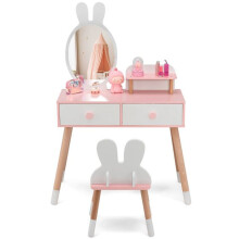 Peluquería infantil - HELLOSHOP26 - Estilo lindo - Espejo extraíble - Rosa/Blanco - MDF y haya
