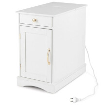 Mesa de cabeceira - HELLOSHOP26 - Preto - 60 x 35 x 62 cm - Tomada integrada - Armazenamento otimizado