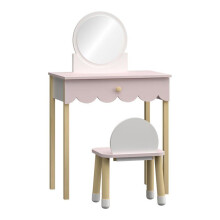 Peluquería - HELLOSHOP26 - Peluquería con silla a juego - Gran espejo - Cajón de almacenamiento - Rosa/Blanco