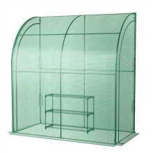 Tuinserre - HELLOSHOP26 - 200x100x215 cm - Waterdichte PE hoes - 3-niveau rek - Aanleunend