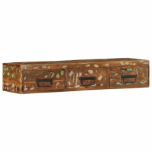 Meuble TV mural - HELLOSHOP26 - 100x30x19 cm - Bois de récupération - Gain de place - 60 kg