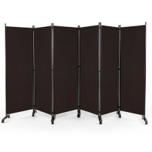 Biombo dobrável - HELLOSHOP26 - 6 painéis - Marrom - Poliéster/Metal - 334,5x30x172 cm