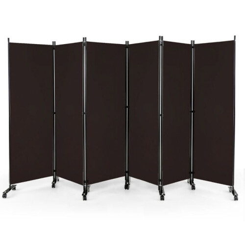 Vouwscherm - HELLOSHOP26 - 6 panelen - Bruin - Polyester/Metaal - 334,5x30x172 cm
