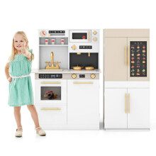 Conjunto de cozinha infantil - HELLOSHOP26 - Conjunto de 2 peças - Refrigerador educativo - Madeira - 3 anos+