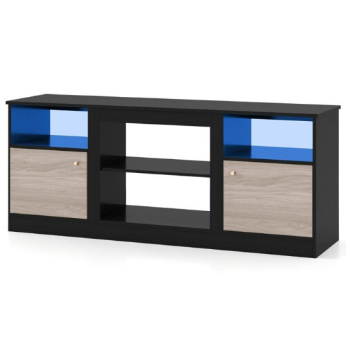 Móvel para TV - HELLOSHOP26 - Ergonômico - Iluminação LED - Para televisores de até 65 polegadas - Preto