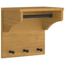 Porte-manteau mural - HELLOSHOP26 - SANDNES - 3 crochets - bois de pin massif - finition noyer