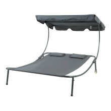 Tumbona doble - HELLOSHOP26 - 03_0009209 - toldo solar ajustable - acero lacado - 2 personas