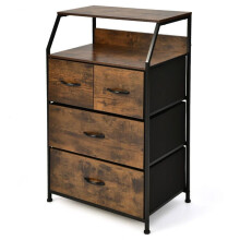 Cômoda - HELLOSHOP26 - 4 gavetas - MDF e metal - 60 x 39 x 96 cm - Multicolorido