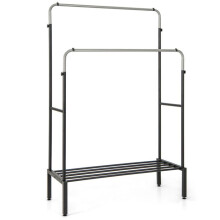 Portant à vêtements - HELLOSHOP26 - Réglable 108x50x120/125 cm - Double barre - Porte-chaussures - Métal
