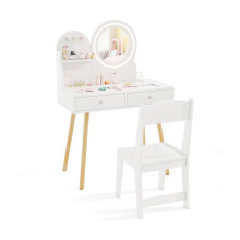 Peluquería infantil - HELLOSHOP26 - Princesa - espejo iluminado 2 modos - espejo de PVC irrompible - almacenamientos