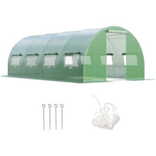 Serre tunnel - HELLOSHOP26 - 600 x 300 x 200 cm - Ge galvaniseerd stalen frame - Waterdichte PE-folie - Raamhorren