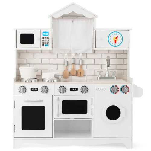 Dinette - HELLOSHOP26 - 78x29x93 cm - Branco - MDF - Relógio integrado