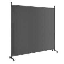 Scherm - HELLOSHOP26 - 184 x 30 x 184 cm - Grijs - Metaal & Polyester - Vergrendelbare wielen