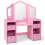 Coiffeuse - HELLOSHOP26 - 2 en 1 - Rose - Miroir 3 pans - Rangements pour enfant 1