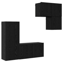 Meuble TV mural - HELLOSHOP26 - Moderne élégant - Noir - 40,5x30x102 cm - Étagères adaptables