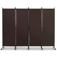 Paravent - HELLOSHOP26 - 4 painéis - 225 x 30 x 173 cm - Preto - Rodízios com trava