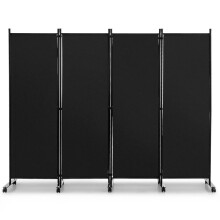 Paravent - HELLOSHOP26 - 4 painéis - 225 x 173 cm - Preto - Rodas com travas