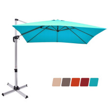 Quadratischer Sonnenschirm - HELLOSHOP26 - 295x295x272 cm - Blau - Aluminiummast - Kurbel & Neigung - 8 Streben