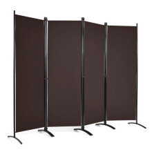 Biombo dobrável - HELLOSHOP26 - 220x173 cm - Metal &amp; Poliéster - Marrom - Autoportante dobrável