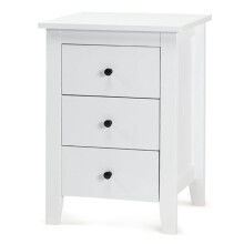 Mesa de cabeceira - HELLOSHOP26 - Moderna - 3 gavetas - Branco - Bandeja espaçosa