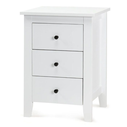 Nachttisch - HELLOSHOP26 - Modern - 3 Schubladen - Weiß - Geräumige Ablage