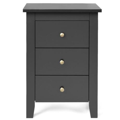 Comodini - HELLOSHOP26 - Comodino 3 cassetti - Set di 2 - Nero - MDF