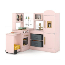 Dinette - HELLOSHOP26 - Cozinha de canto 100x75,5-92x101 cm - Rosa - Luzes e sons - Plano deslizante